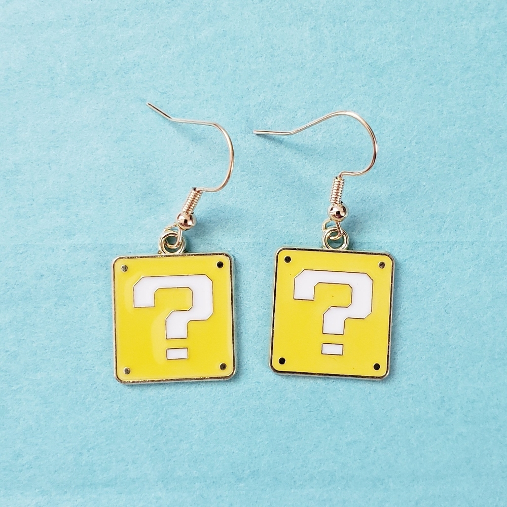🔮3/$15 Nintendo Question Mark Box Earrings